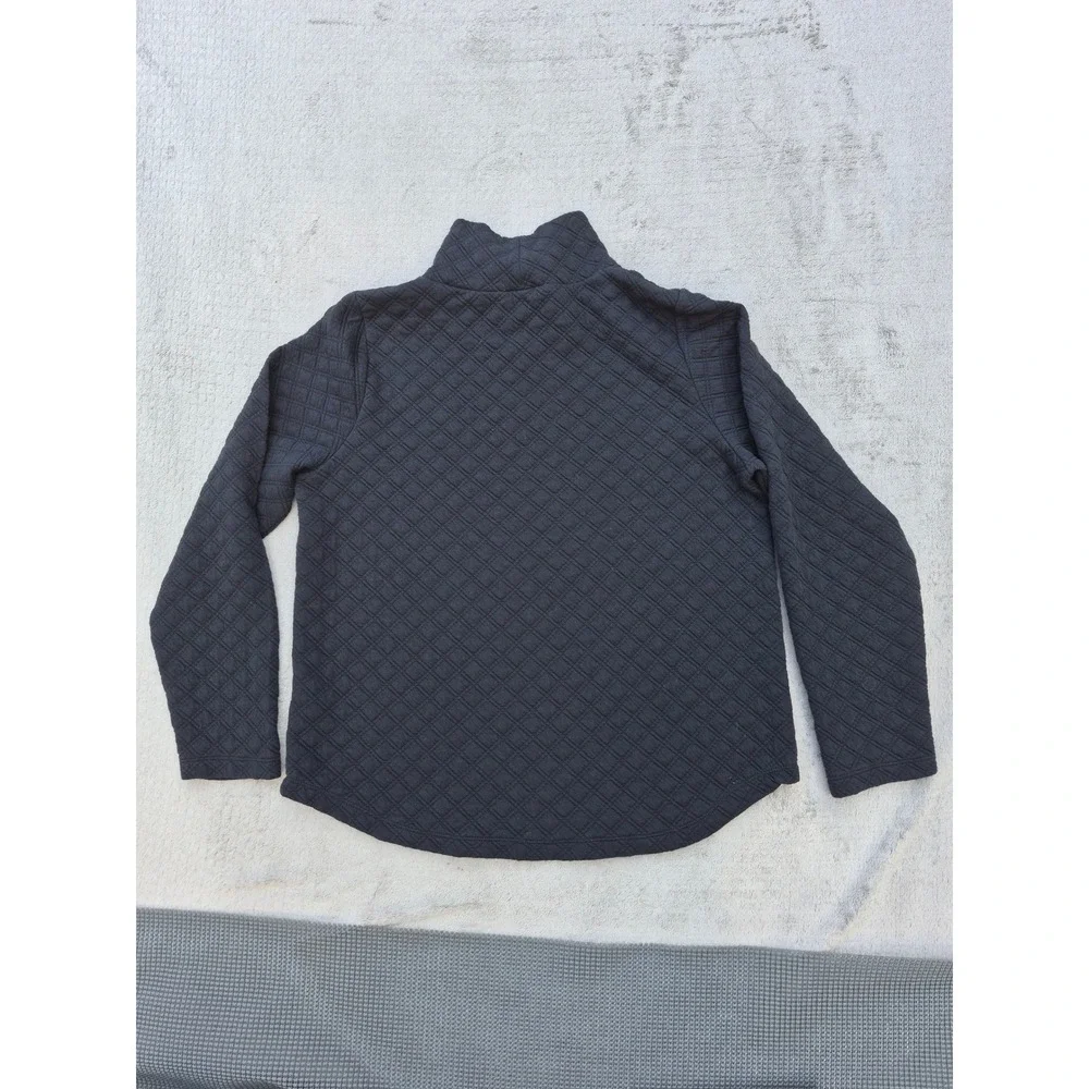 J. Crew Womens Black Quilted Mock Neck Pullover Sweatshirt Size M Long Sleeve